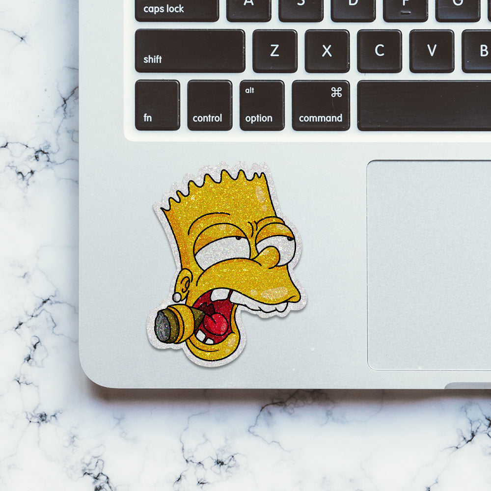 Smoking Bart Glitter Sticker