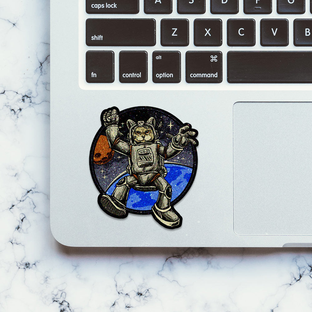 Cat Astronaut Glitter Sticker