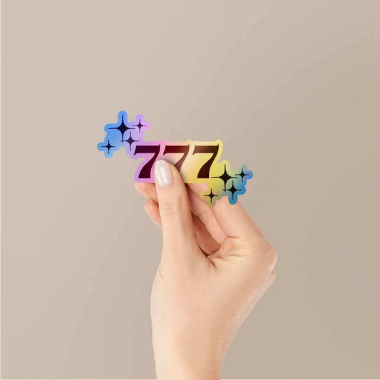 777 Holographic Stickers waterproof vinyl decal for laptop, bike, car & bottle
