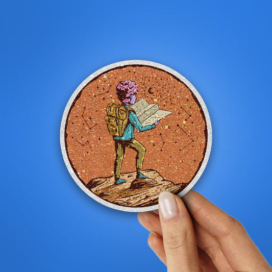 Adventure Glitter Sticker waterproof vinyl decal for laptop, bike, car & bottle