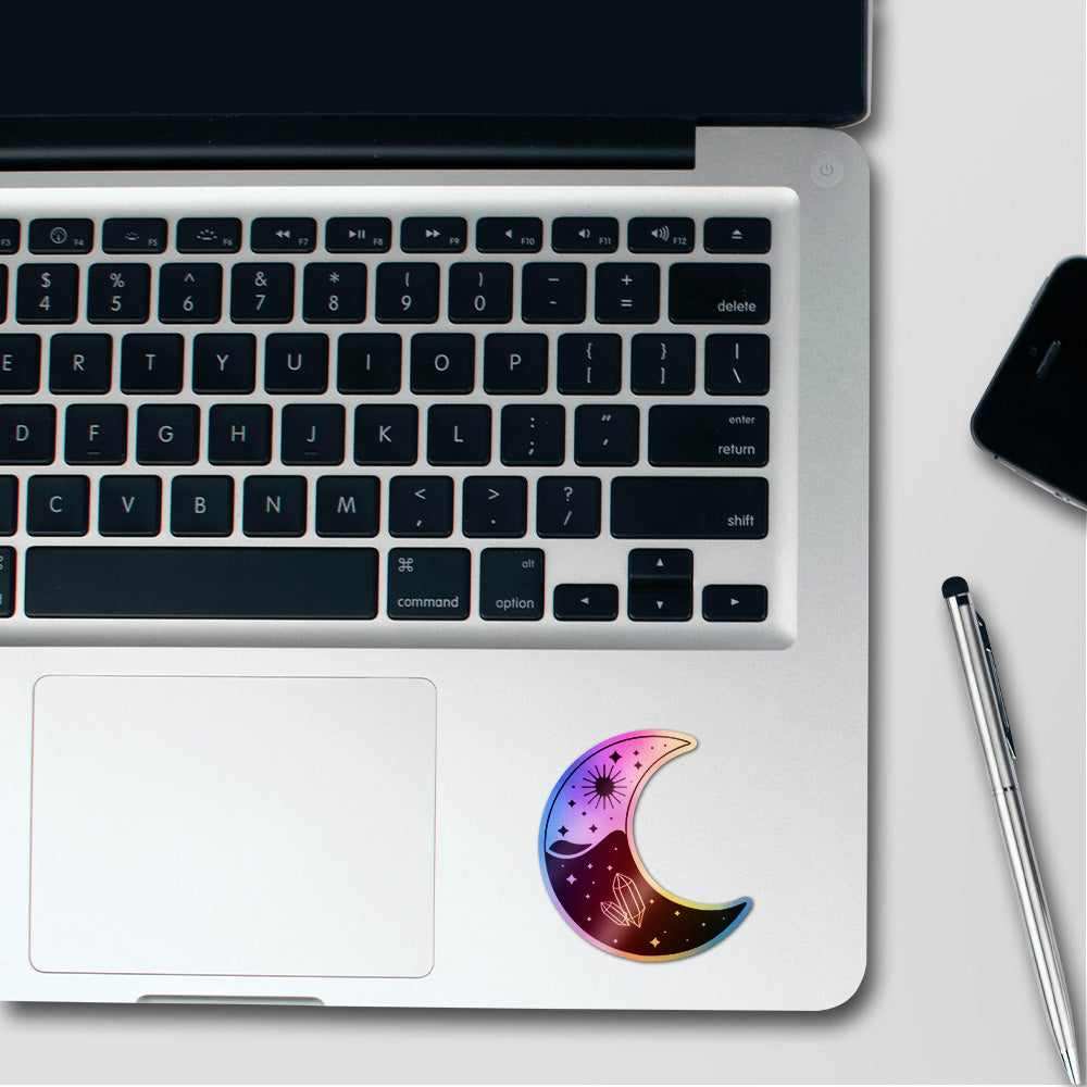 Half Moon Holographic Stickers waterproof vinyl decal for laptop, bike, car & bottle