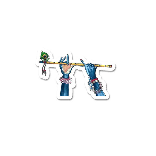 Krishna Hand With Flute Sticker - STICK IT UP