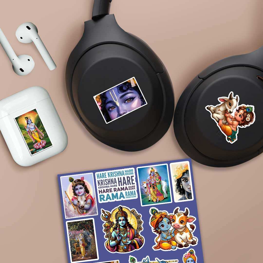 Krishna Mini Sticker Sheet waterproof vinyl decal for laptop, bike, car & bottle