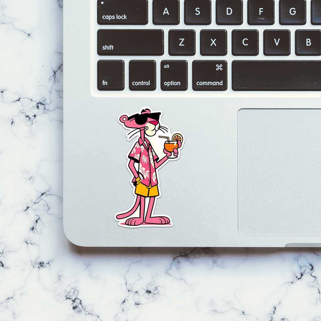 Pink Panther In Party Mood Sticker - STICK IT UP