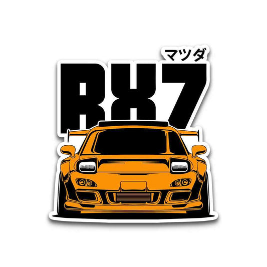 RX7 Orange Bumper Sticker waterproof vinyl decal for laptop, bike, car & bottle