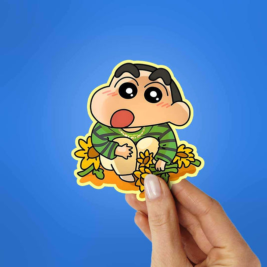 Shinchan With Sunflower Sticker - STICK IT UP