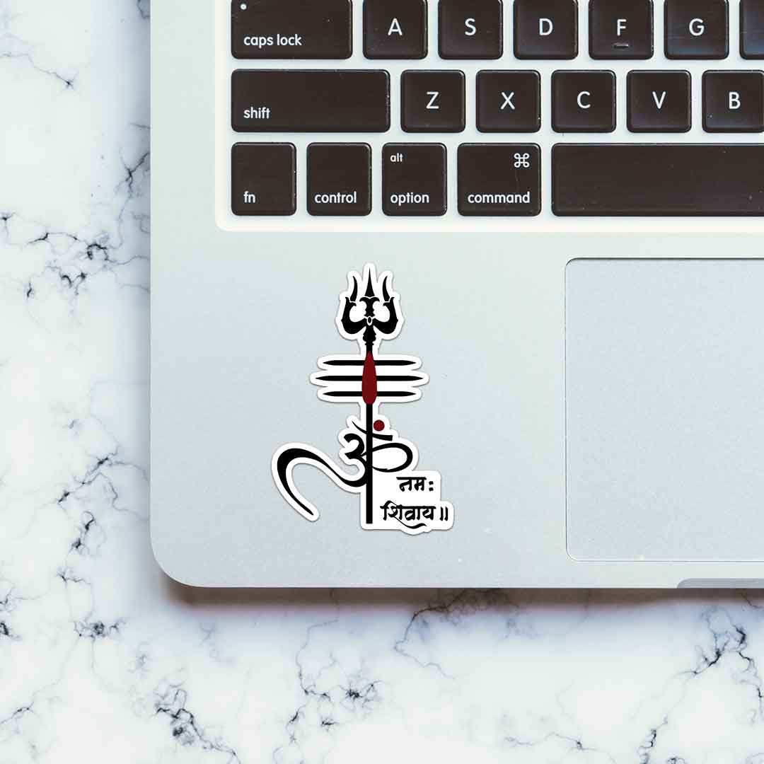 Shiva Trishul Sticker waterproof vinyl decal for laptop, bike, car & bottle