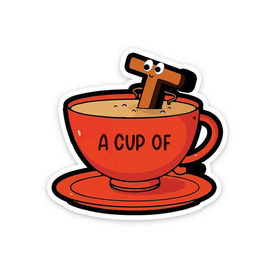 A cup of tea Sticker waterproof vinyl decal for laptop, bike, car & bottle