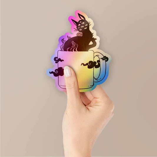 cat with many eyes Holographic Stickers - STICK IT UP