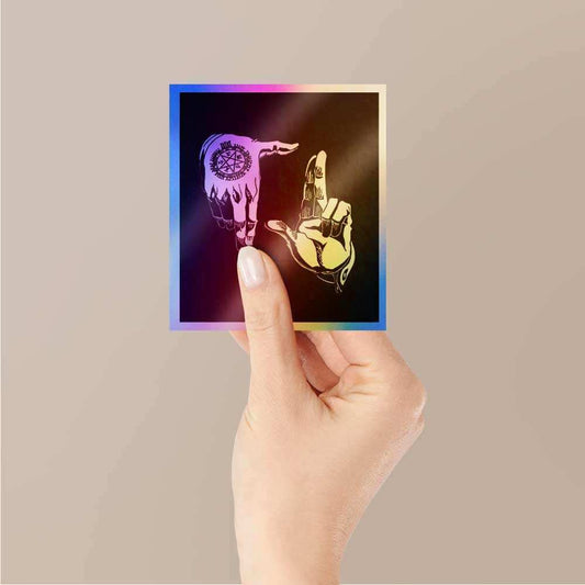Hand Sign Full metal Holographic Stickers - STICK IT UP