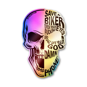Biker Skull Holographic Stickers