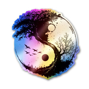 Yin-yang Wood Holographic Stickers