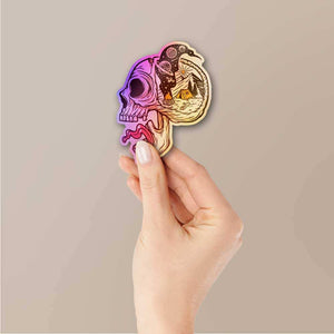 Skull Midnight Camping Holographic Sticker