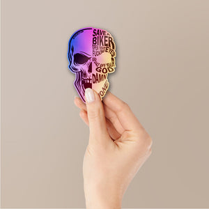Biker Skull Holographic Stickers