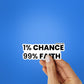1% Chance 99% Faith Sticker waterproof vinyl decal for laptop, bike, car & bottle