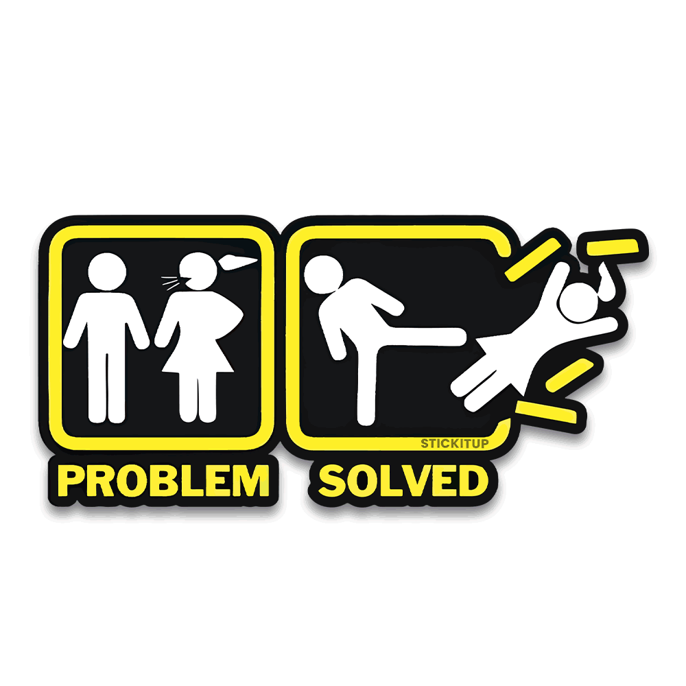 Buy Problem Solved Bumper Sticker Online | Premium Waterproof Vinyl ...