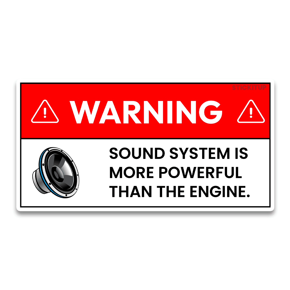 Warning Sound Bumper Sticker waterproof vinyl decal for laptop, bike, car & bottle