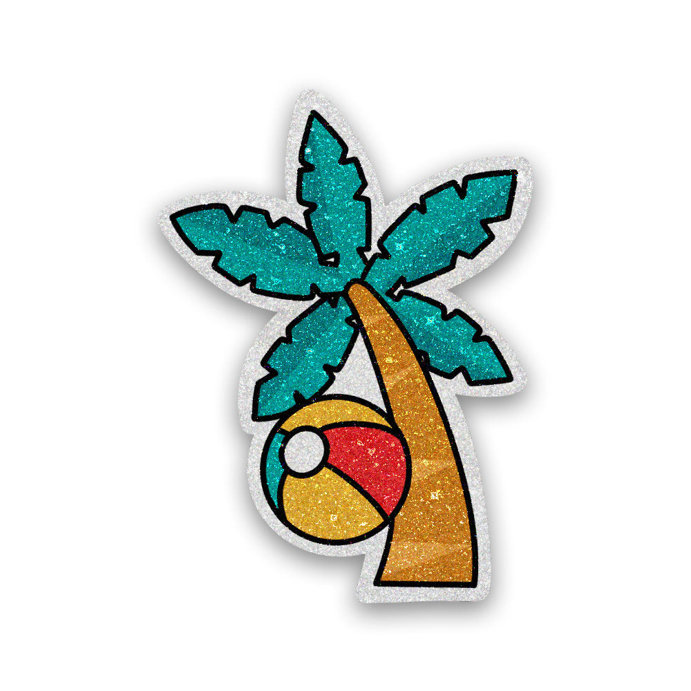 Beach Tree Glitter Sticker