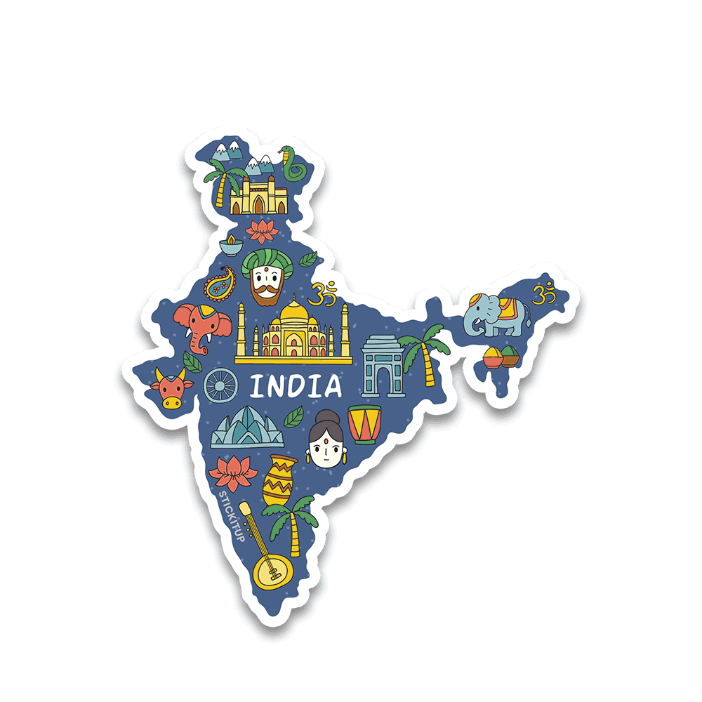Map of India Bumper Sticker waterproof vinyl decal for laptop, bike, car & bottle
