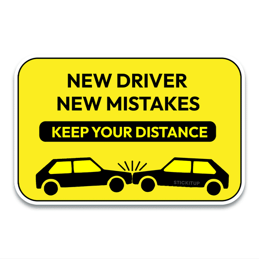 New driver new mistakes Bumper Sticker waterproof vinyl decal for laptop, bike, car & bottle