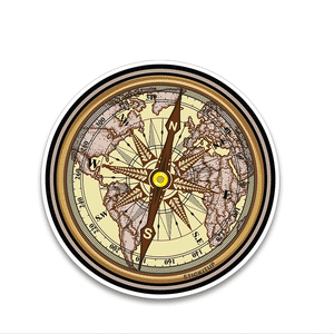 Vintage Compass Bumper Sticker waterproof vinyl decal for laptop, bike, car & bottle