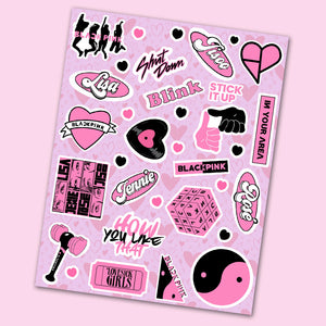 Black Pink Mini Stickers Sheet