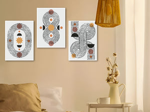 Set of 3 Boho Art Elements of Art Canvas Art