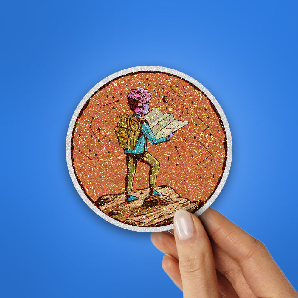 Adventure Glitter Sticker