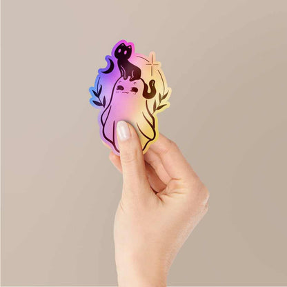 Cute Cat and Gost Holographic Stickers | STICK IT UP
