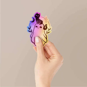 Cute Cat and Gost Holographic Stickers | STICK IT UP