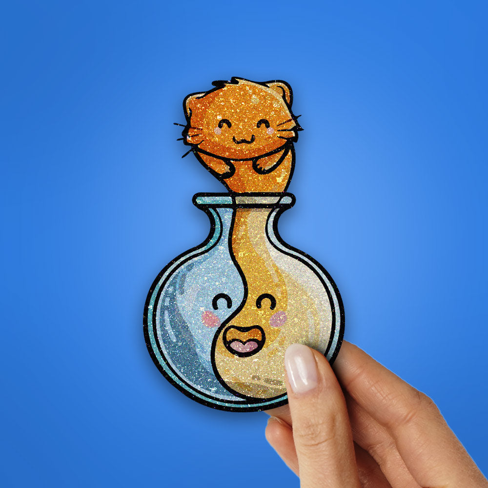 Cat Potion Glitter Sticker