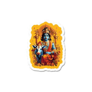 Krishna And Cow Sticker