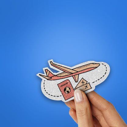 Boarding Pass Glitter Sticker