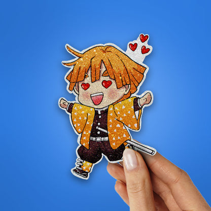 Chibi Zenitsu Glitter Sticker