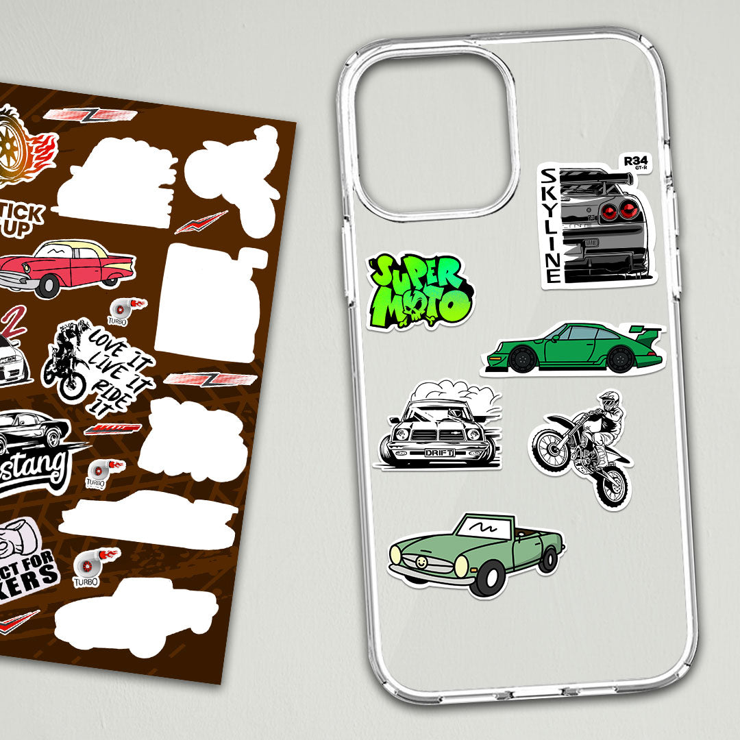 Car and Bike Mini Stickers Sheet