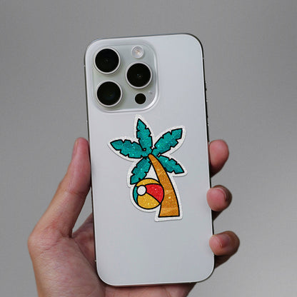 Beach Tree Glitter Sticker
