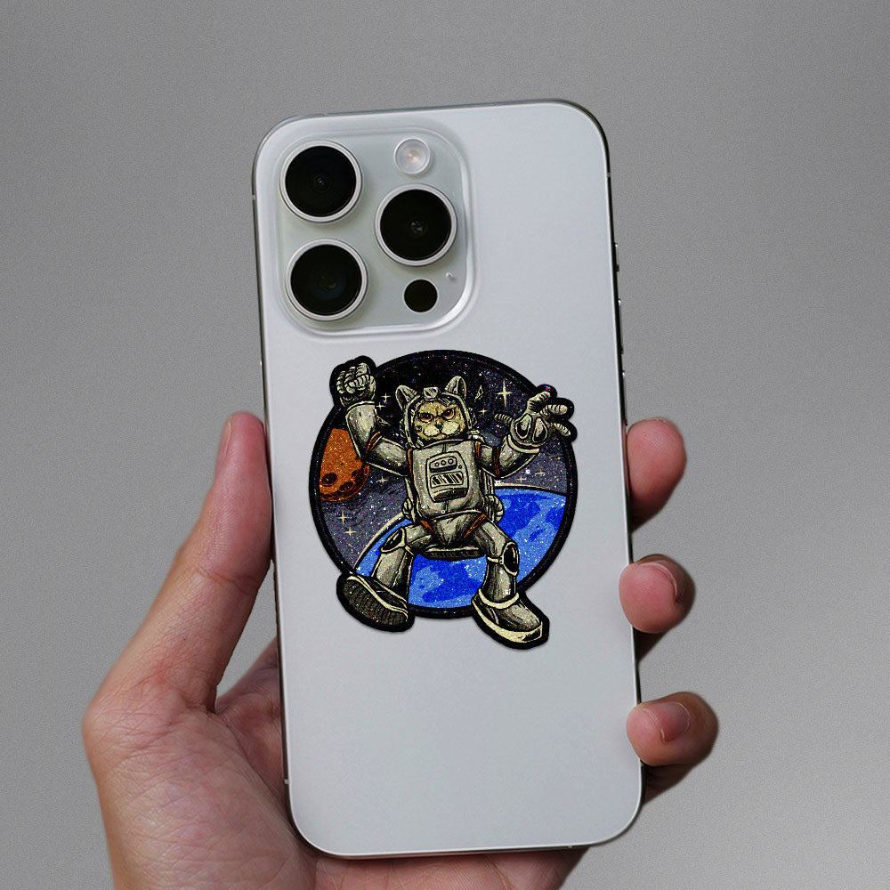 Cat Astronaut Glitter Sticker