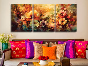 Set of 3 Flow Of Flowers Canvas Art