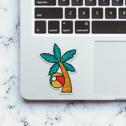 Beach Tree Glitter Sticker