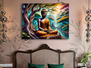Lord Buddha In Forest Canvas Art