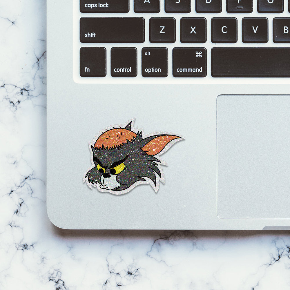 Angry Cat Glitter Sticker