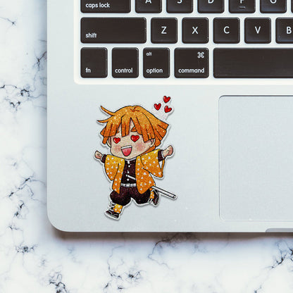 Chibi Zenitsu Glitter Sticker