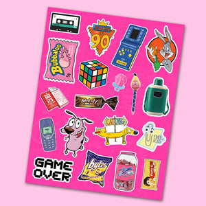 90's Kid Mini Sticker Sheet waterproof vinyl decal for laptop, bike, car & bottle