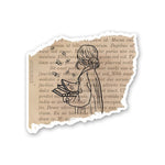 VINTAGE GIRL READING BOOK Sticker| STICK IT UP