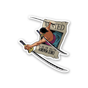 One Peice Zoro Wanted Poster Sticker