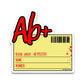 Ab Plus Bumper Sticker waterproof vinyl decal for laptop, bike, car & bottle