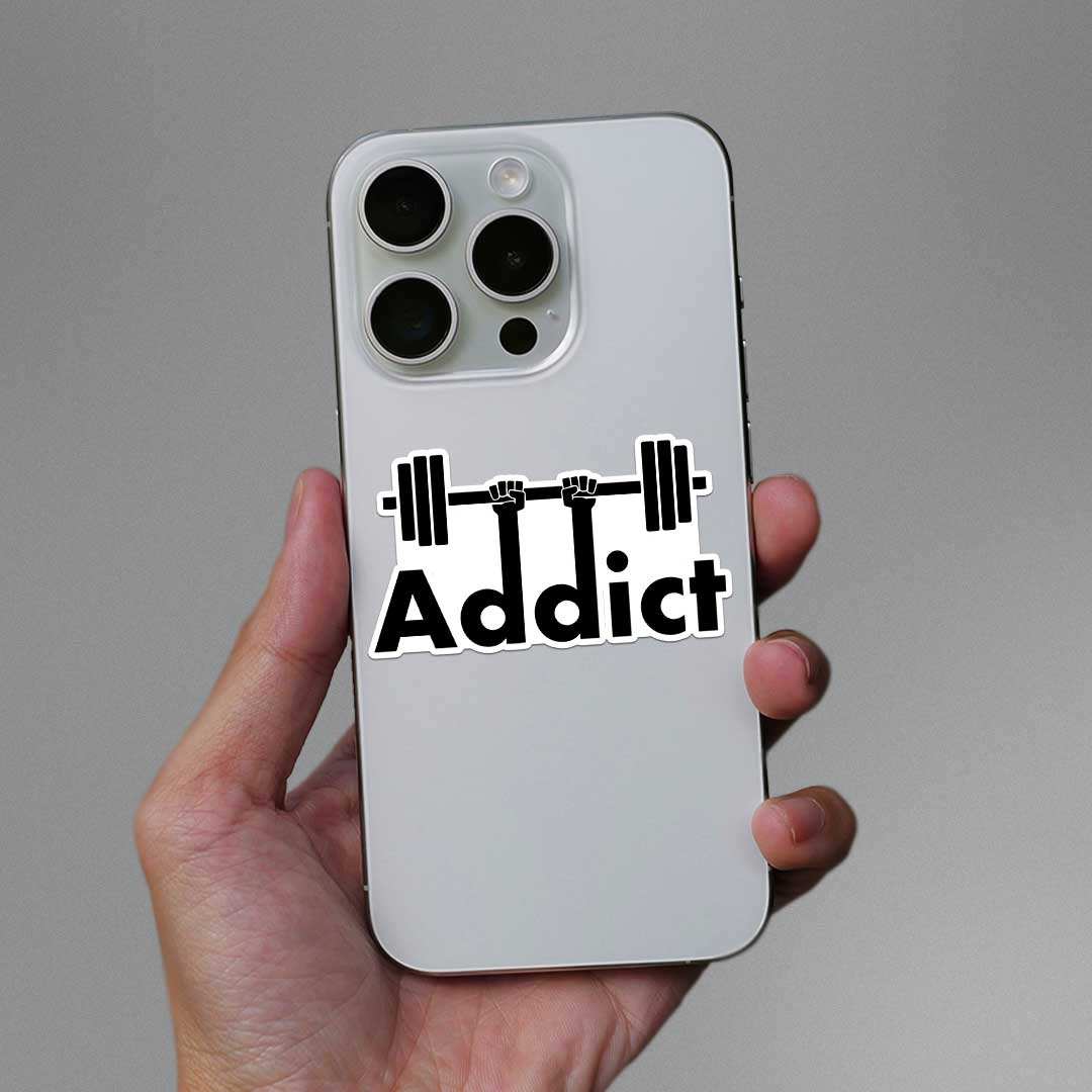 Addict Sticker waterproof vinyl decal for laptop, bike, car & bottle