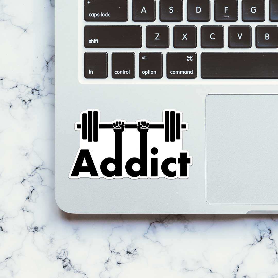 Addict Sticker waterproof vinyl decal for laptop, bike, car & bottle