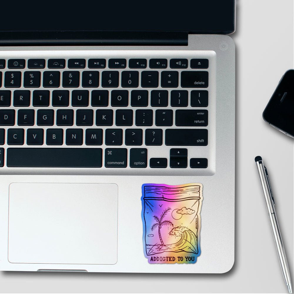 Addicted Holographic Stickers waterproof vinyl decal for laptop, bike, car & bottle