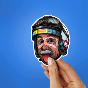 Albert Einstein Sticker waterproof vinyl decal for laptop, bike, car & bottle